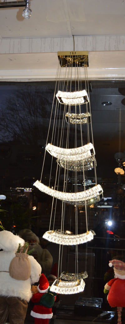 5 & 2 Layer Crystallic LED Chandeliers -Colour Changing Dimmable with Remote Control-5103-550 & 5103-550-5-Chrome & Gold