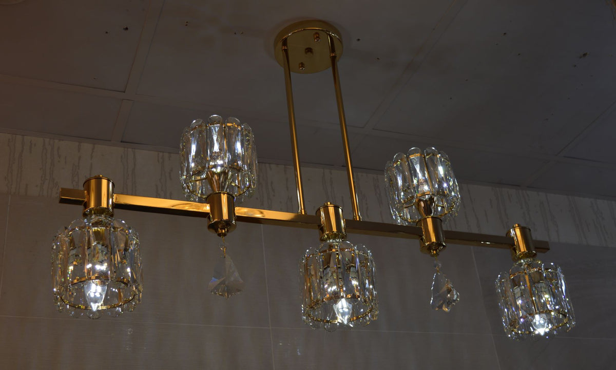 Pendant –Crystal 5 Head  Pendant Ceiling Light-6851-5K-Gold