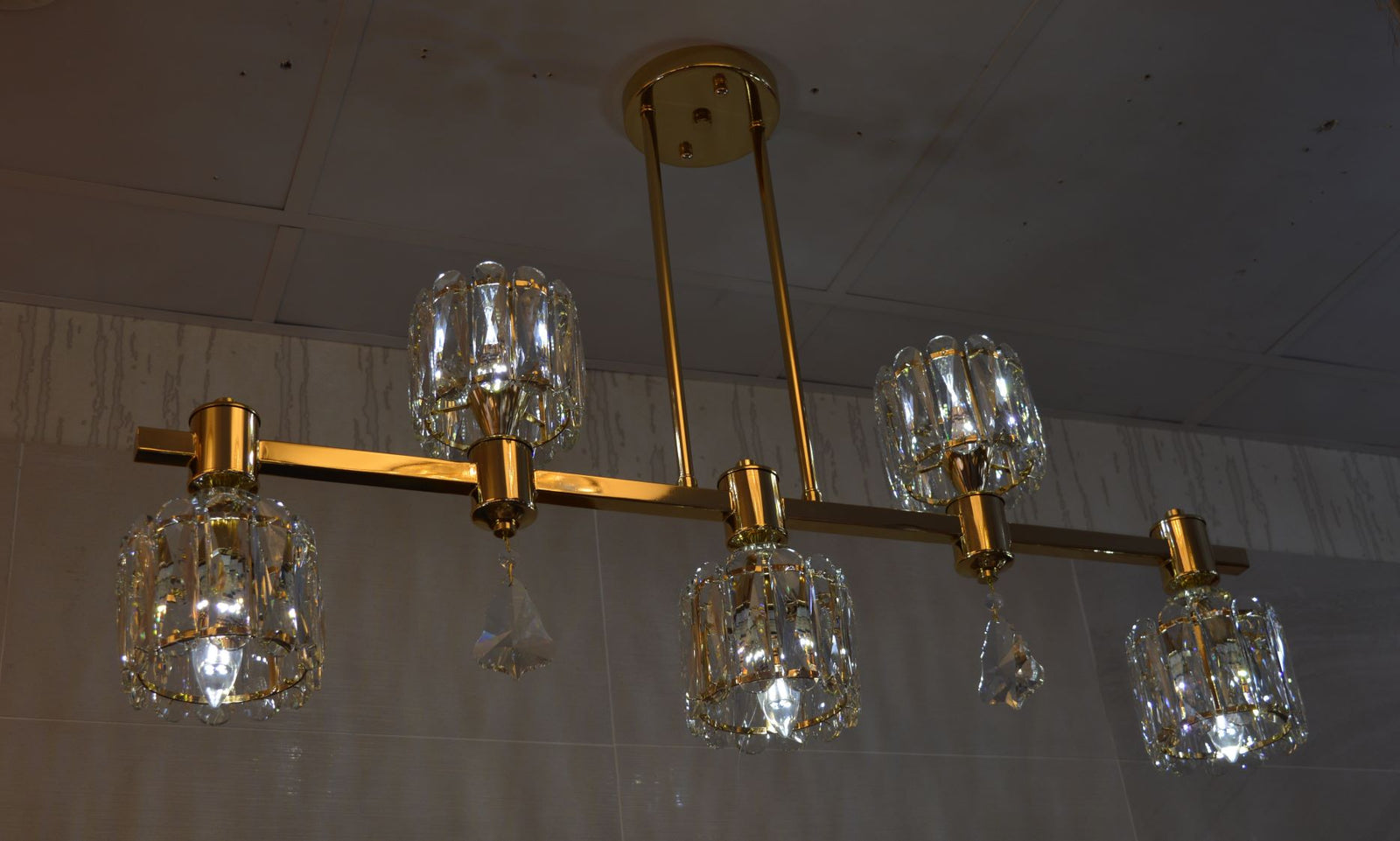 Pendant –Crystal 5 Head  Pendant Ceiling Light-6851-5K-Gold