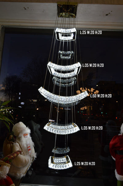 5 & 2 Layer Crystallic LED Chandeliers -Colour Changing Dimmable with Remote Control-5103-550 & 5103-550-5-Chrome & Gold