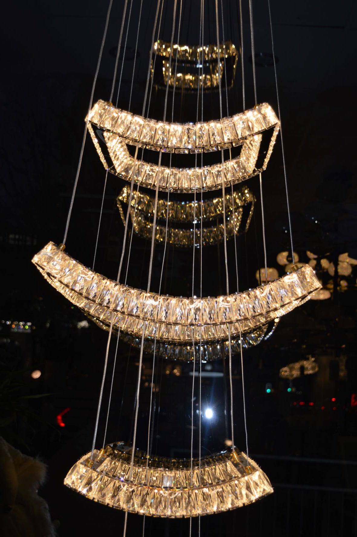 5 & 2 Layer Crystallic LED Chandeliers -Colour Changing Dimmable with Remote Control-5103-550 & 5103-550-5-Chrome & Gold