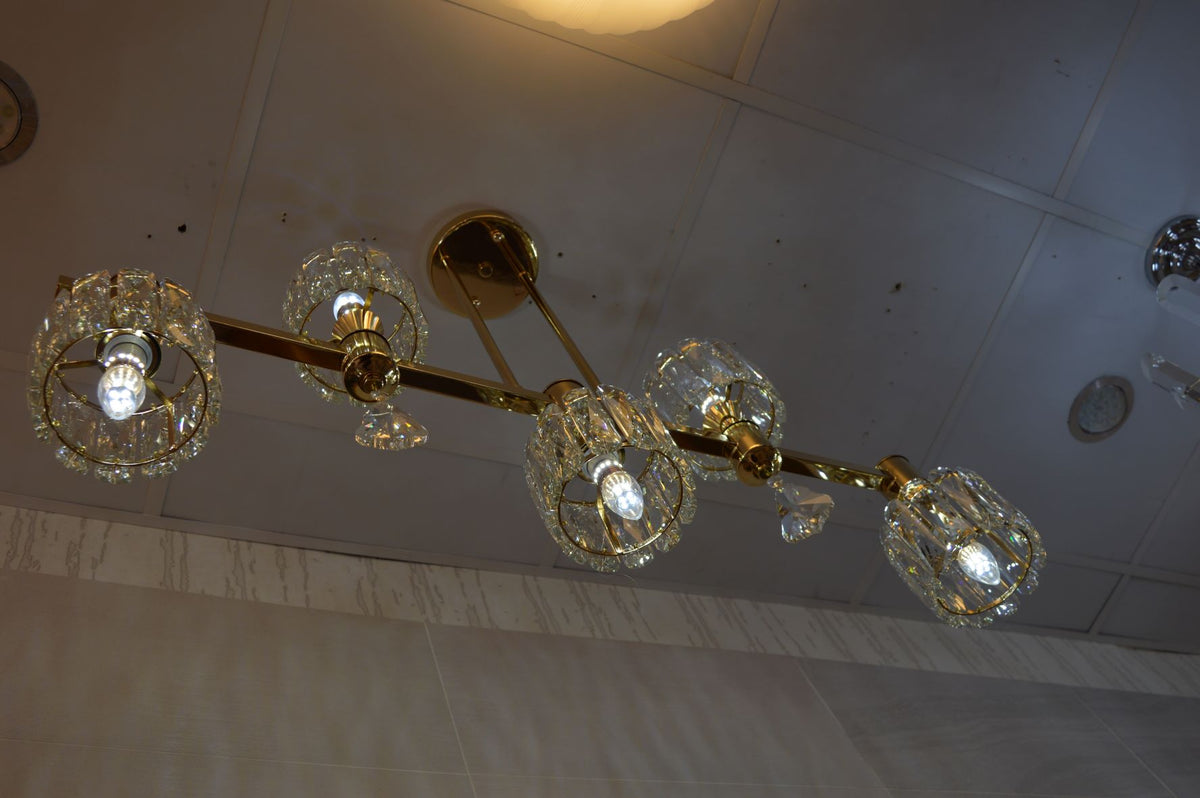Pendant –Crystal 5 Head  Pendant Ceiling Light-6851-5K-Gold