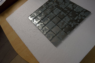 Silver & Grey Leaf Glass Mosaic Tile-300*300*8mm-11sheets-1m2