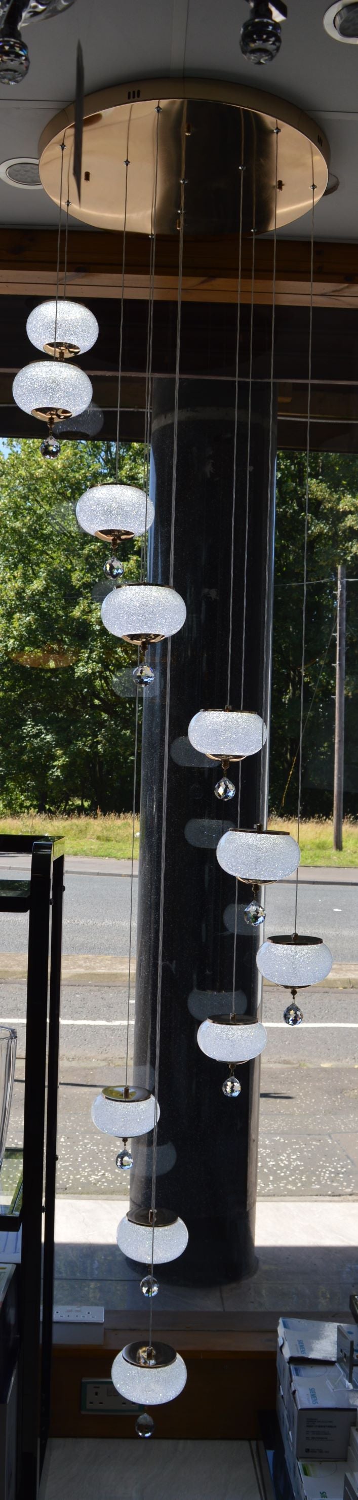 Pendant-Crystal Globs Staircase hanging Pendant Ceiling Light-2113-11CH/GD & 2113-7CH/GD-color changing & dimmable with remote control