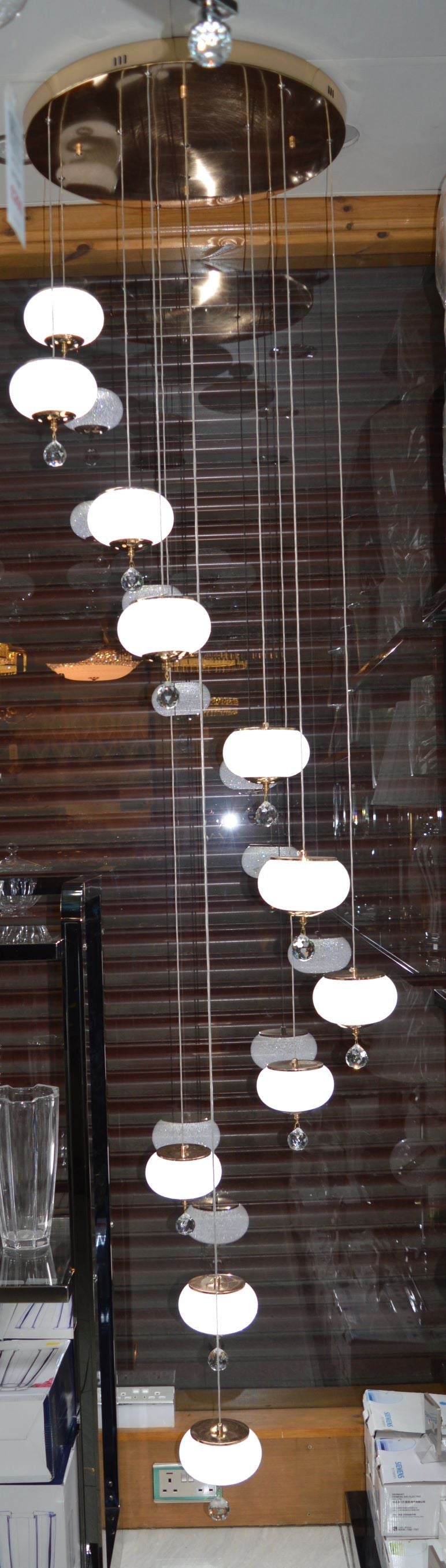 Pendant-Crystal Globs Staircase hanging Pendant Ceiling Light-2113-11CH/GD & 2113-7CH/GD-color changing & dimmable with remote control