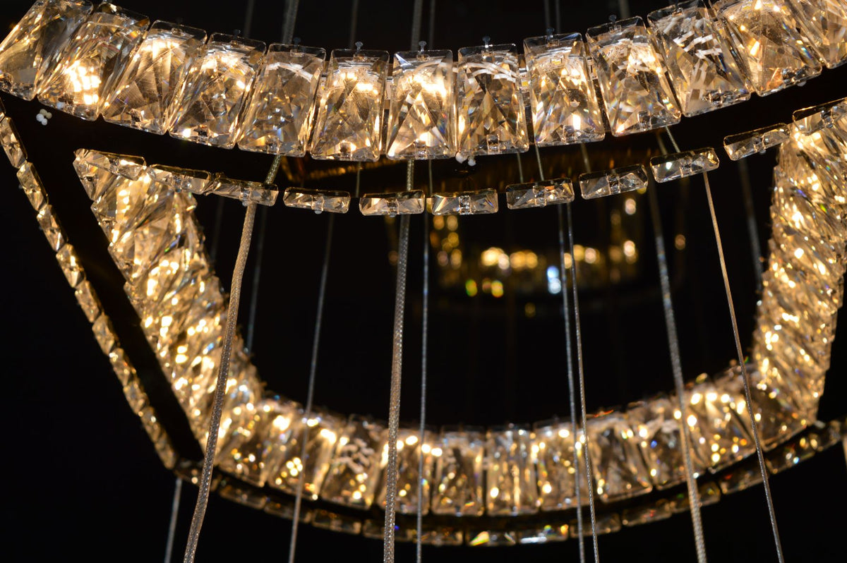 5 & 2 Layer Crystallic LED Chandeliers -Colour Changing Dimmable with Remote Control-5103-550 & 5103-550-5-Chrome & Gold