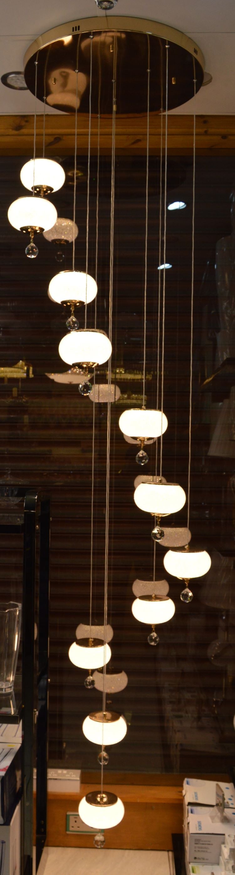 Pendant-Crystal Globs Staircase hanging Pendant Ceiling Light-2113-11CH/GD & 2113-7CH/GD-color changing & dimmable with remote control