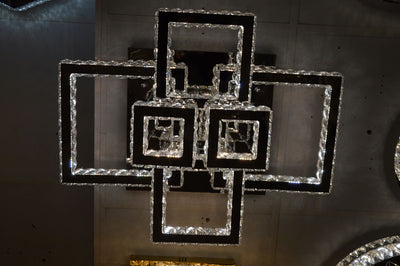 Square Crystallic 6 & 4 tier Flush Mount Ceiling Light-Colour Changing Dimmable with Remote Control-3041-6-Chrome & 3041-650*450-Gold