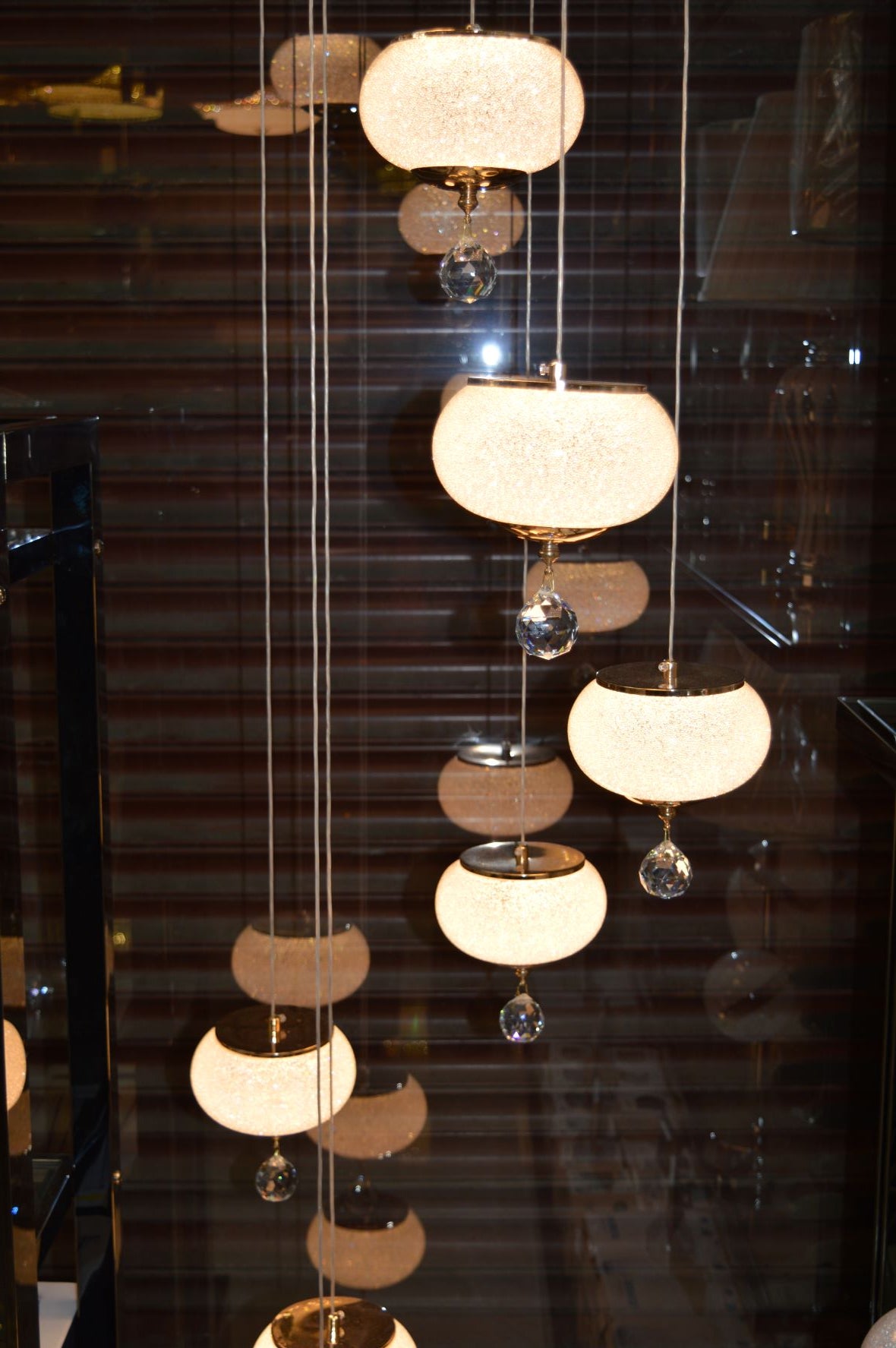 Pendant-Crystal Globs Staircase hanging Pendant Ceiling Light-2113-11CH/GD & 2113-7CH/GD-color changing & dimmable with remote control