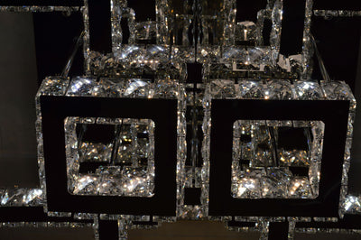 Square Crystallic 6 & 4 tier Flush Mount Ceiling Light-Colour Changing Dimmable with Remote Control-3041-6-Chrome & 3041-650*450-Gold