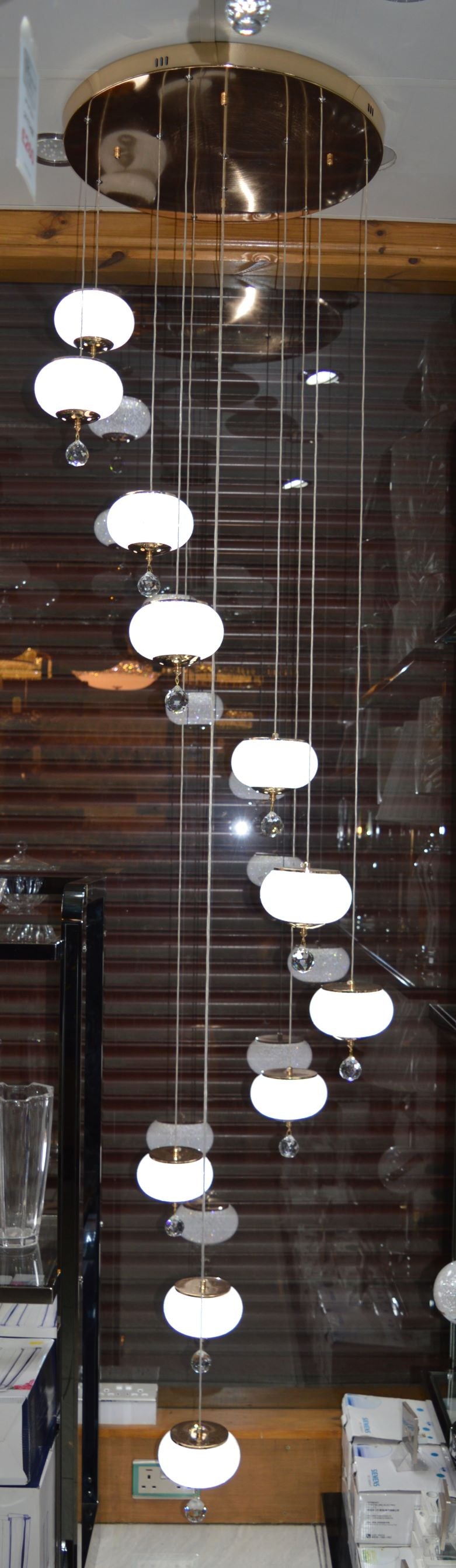 Pendant-Crystal Globs Staircase hanging Pendant Ceiling Light-2113-11CH/GD & 2113-7CH/GD-color changing & dimmable with remote control