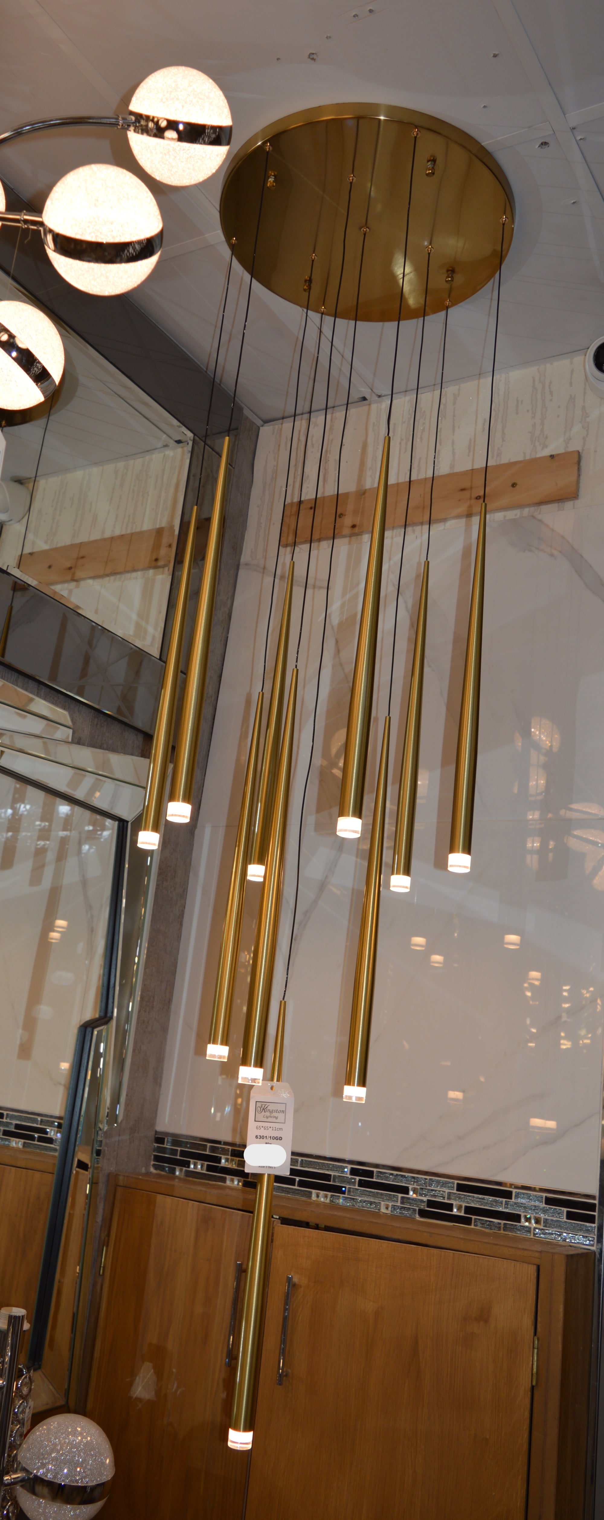 Long Drop Metallic Bars LED Incorporated Stair Pendant Lighting Chandelier-6139-10tubes, 12tubes 30 & 40tubes
