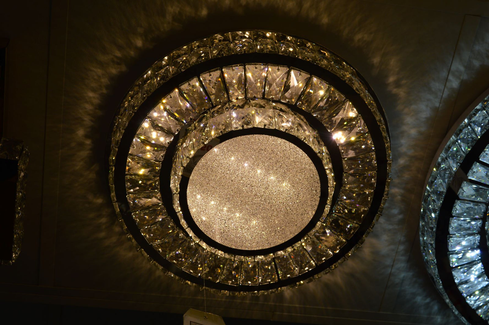 Round Crystallic Flush Mount Ceiling Light-Colour Changing Dimmable with Remote Control-2248-400 & 600-Chrome
