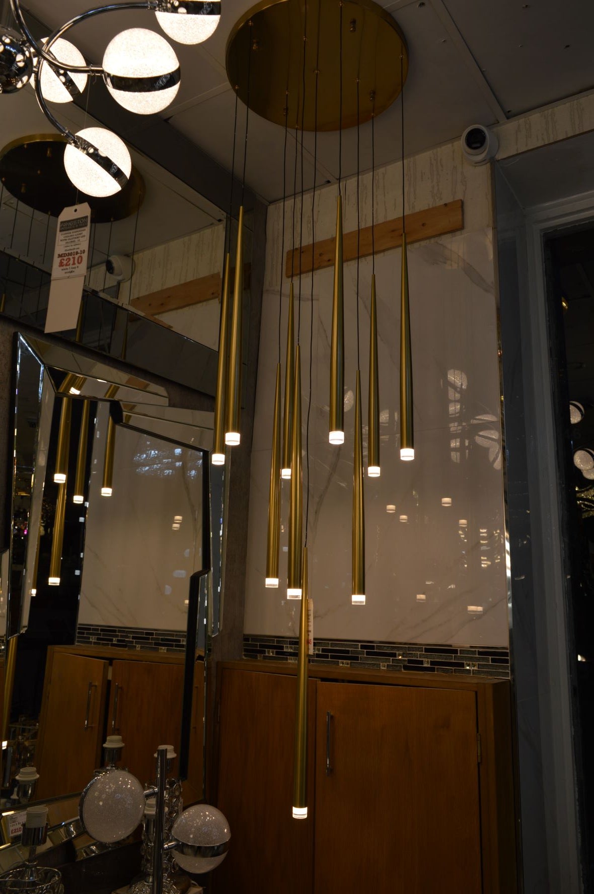 Long Drop Metallic Bars LED Incorporated Stair Pendant Lighting Chandelier-6139-10tubes, 12tubes 30 & 40tubes