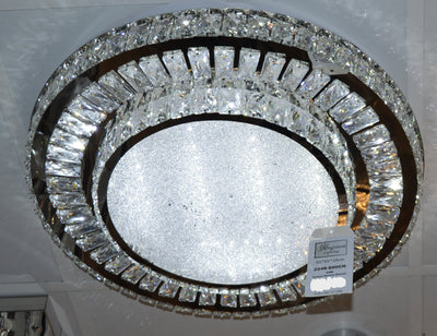 Round Crystallic Flush Mount Ceiling Light-Colour Changing Dimmable with Remote Control-2248-400 & 600-Chrome