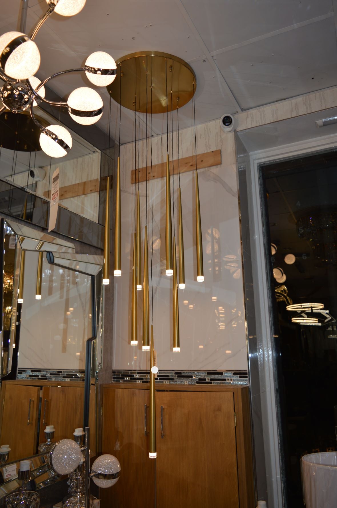 Long Drop Metallic Bars LED Incorporated Stair Pendant Lighting Chandelier-6139-10tubes, 12tubes 30 & 40tubes
