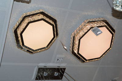 Hexagonal Crystallic Flush Mount Ceiling Light-Colour Changing Dimmable with Remote Control-7558-400 & 500-Chrome