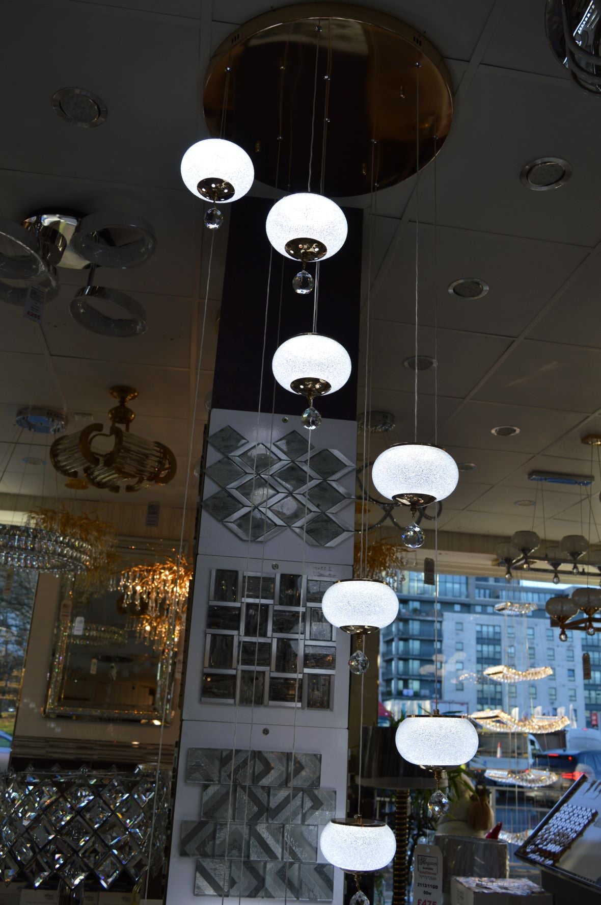 Pendant-Crystal Globs Staircase hanging Pendant Ceiling Light-2113-11CH/GD & 2113-7CH/GD-color changing & dimmable with remote control