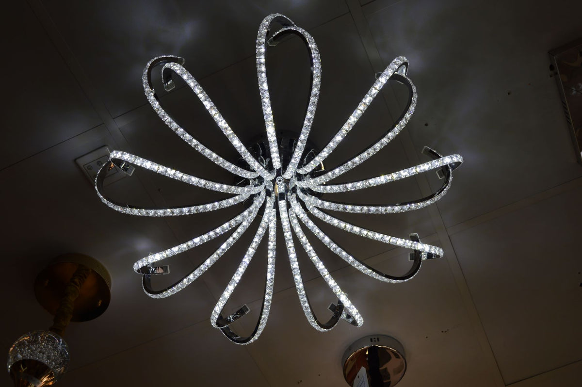 Flower thin metallic frame crystallic LED incorporated light [A100420-18]