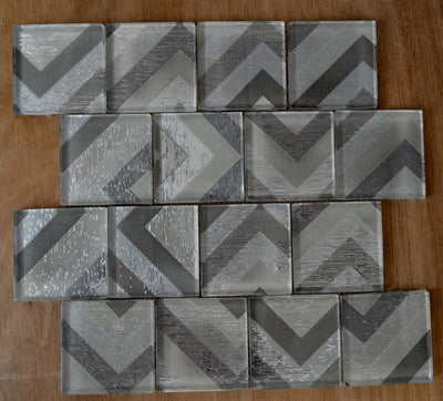 Modern silver arrows glass mosaic tile