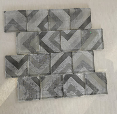 Modern silver arrows glass mosaic tile