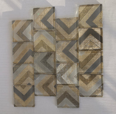 Modern Golden Arrows Glass Mosaic Tile