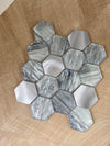 Hexagonal glass and aluminium mosaic tile