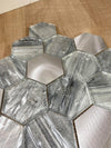 Hexagonal glass and aluminium mosaic tile