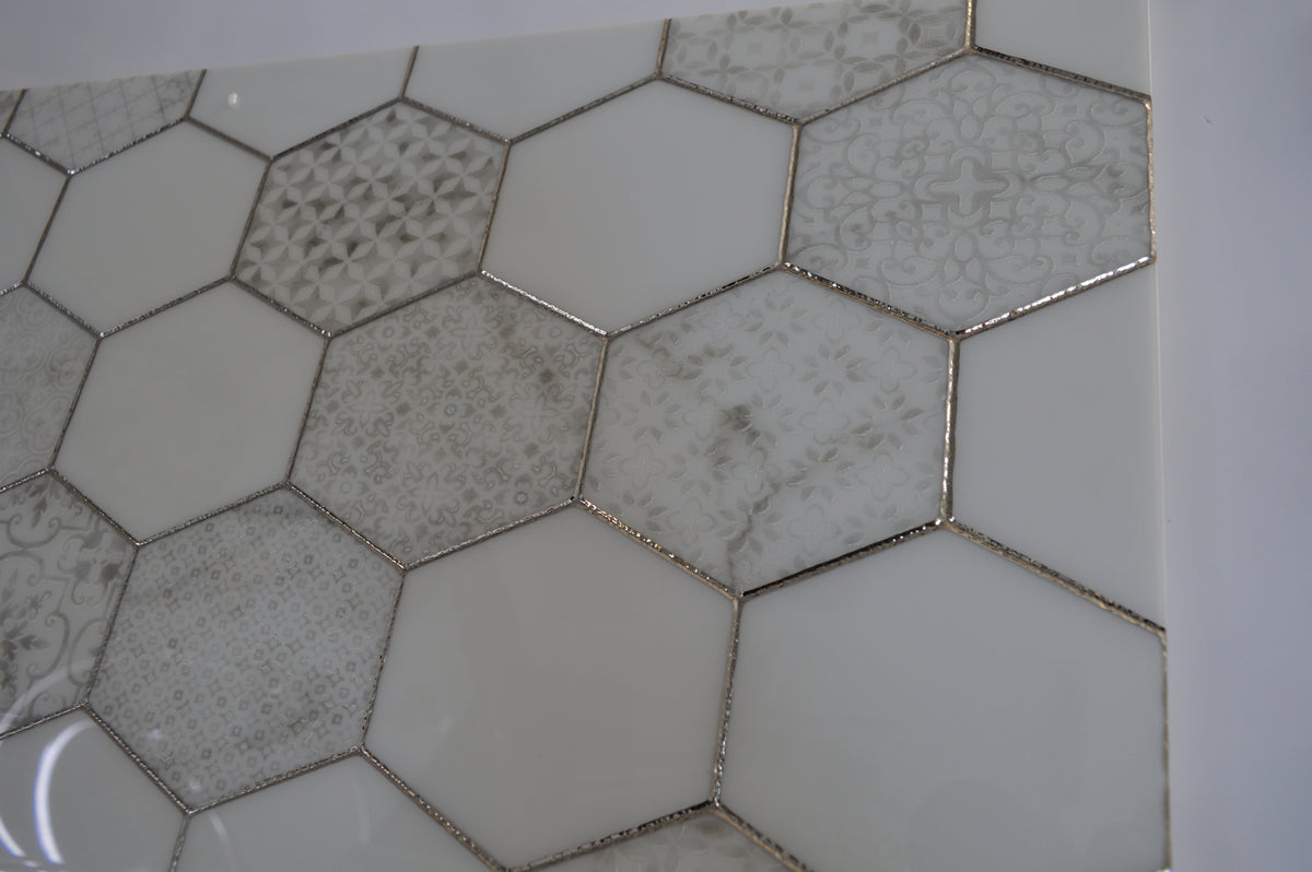 Porcleain Decor Tiles in HEX Greyscale | 1 sheet 60 x 30 cm | 6 tiles 1 sqm-D-HEX