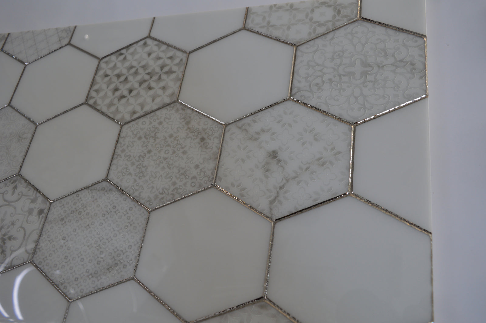 Porcleain Decor Tiles in HEX Greyscale | 1 sheet 60 x 30 cm | 6 tiles 1 sqm-D-HEX