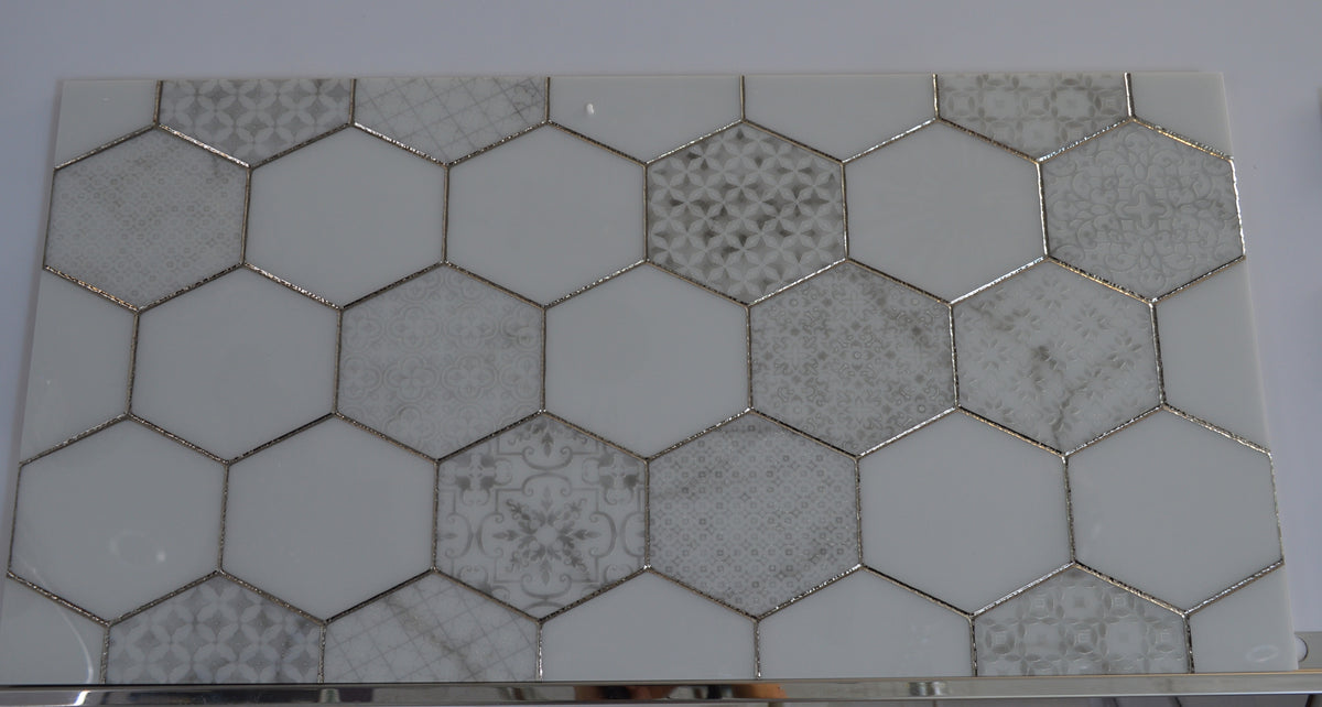 Porcleain Decor Tiles in HEX Greyscale | 1 sheet 60 x 30 cm | 6 tiles 1 sqm-D-HEX