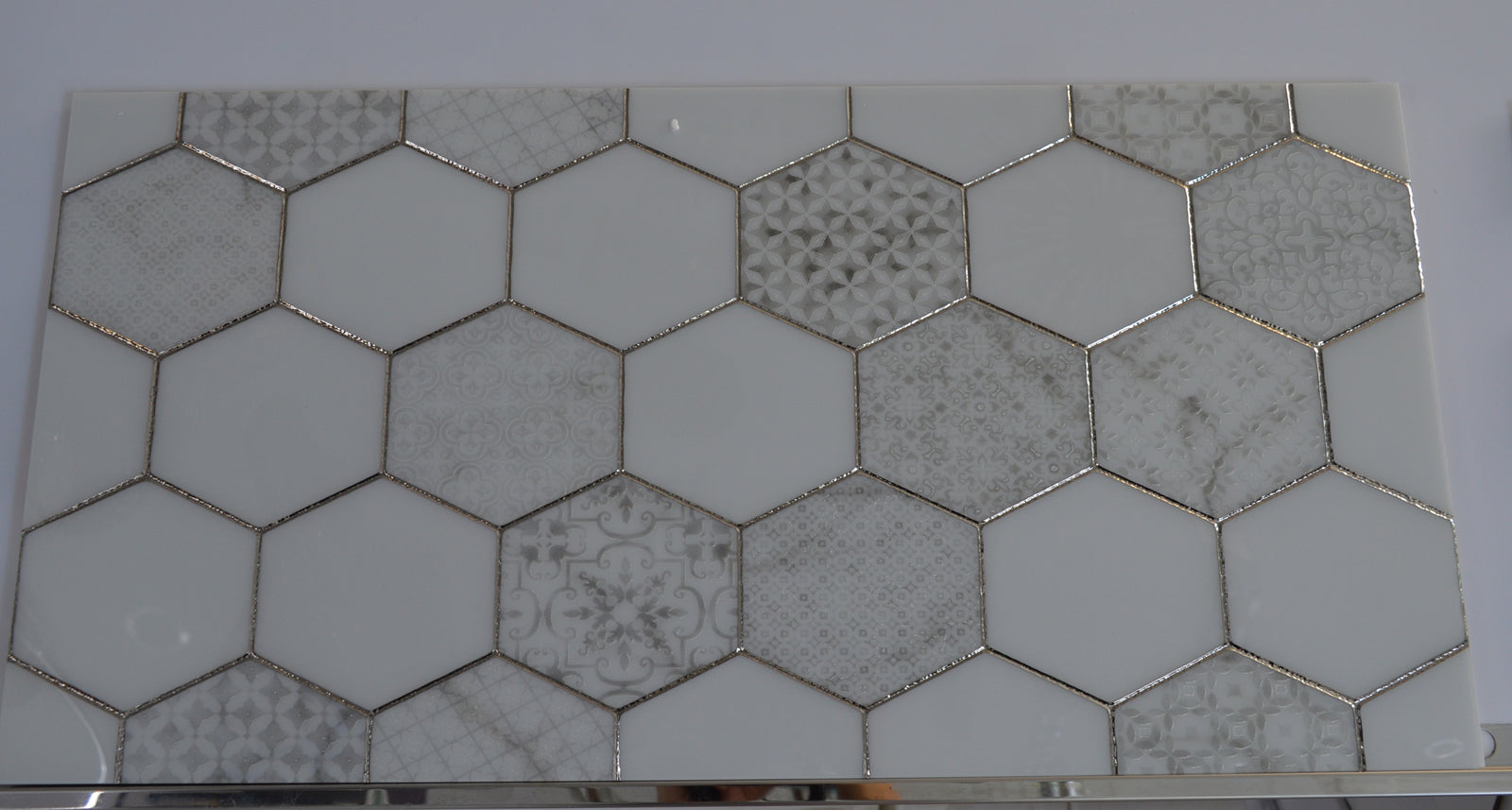 Porcleain Decor Tiles in HEX Greyscale | 1 sheet 60 x 30 cm | 6 tiles 1 sqm-D-HEX
