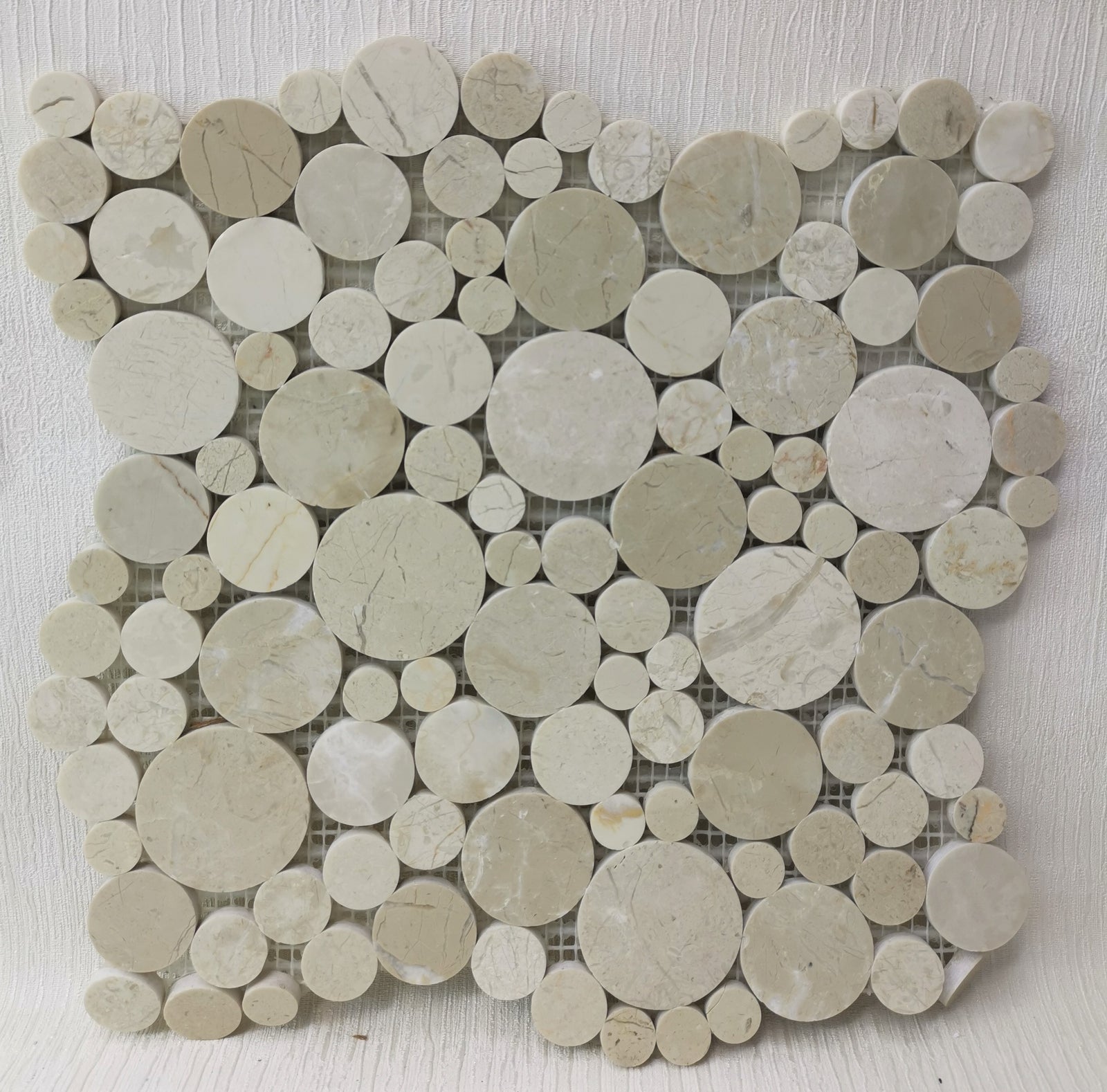 Beigescale Circular Ceramic Mosaic Tile-300 x 300 x 8 mm-11sheets-1m2