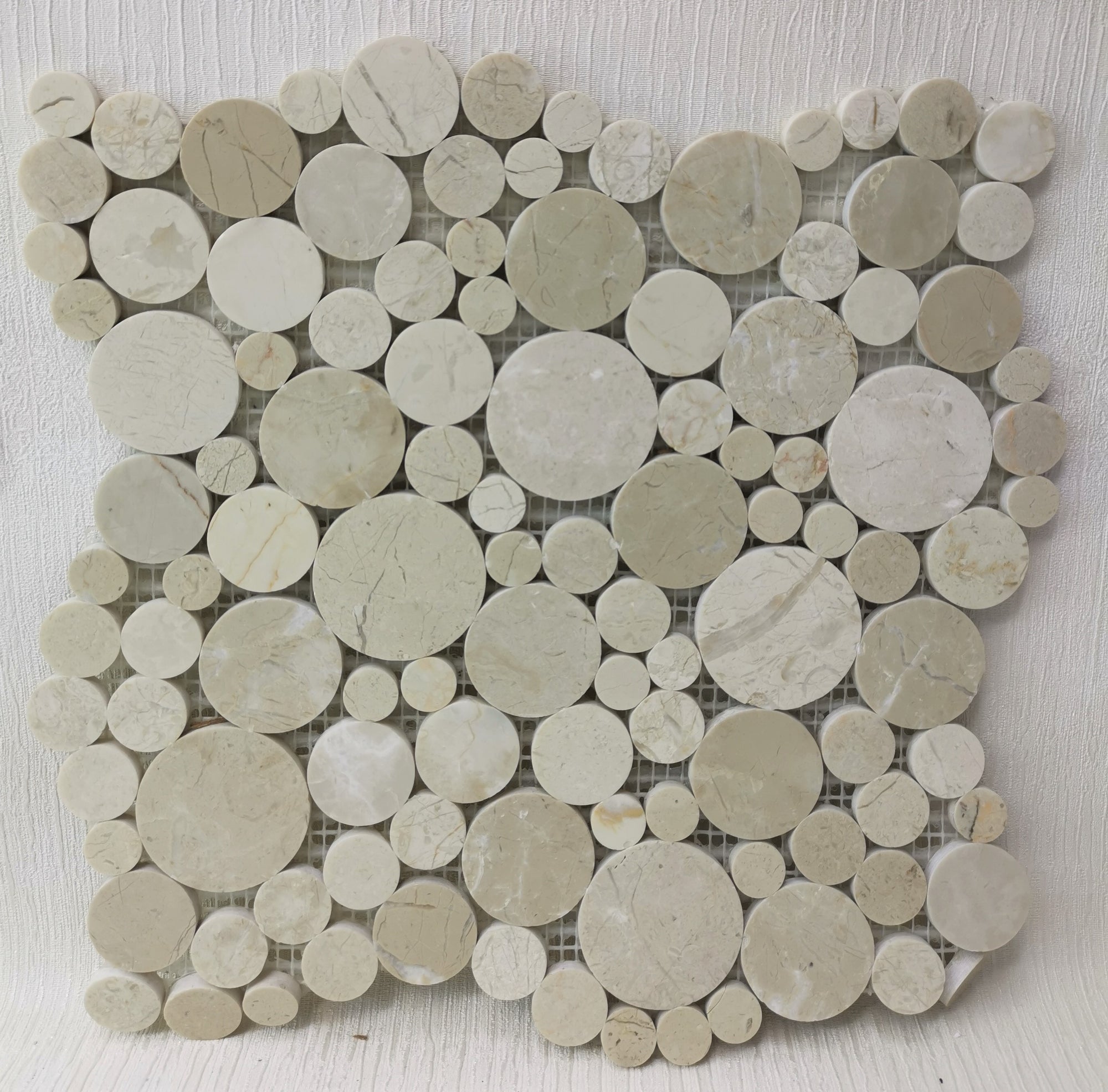 Beigescale Circular Ceramic Mosaic Tile-300 x 300 x 8 mm-11sheets-1m2