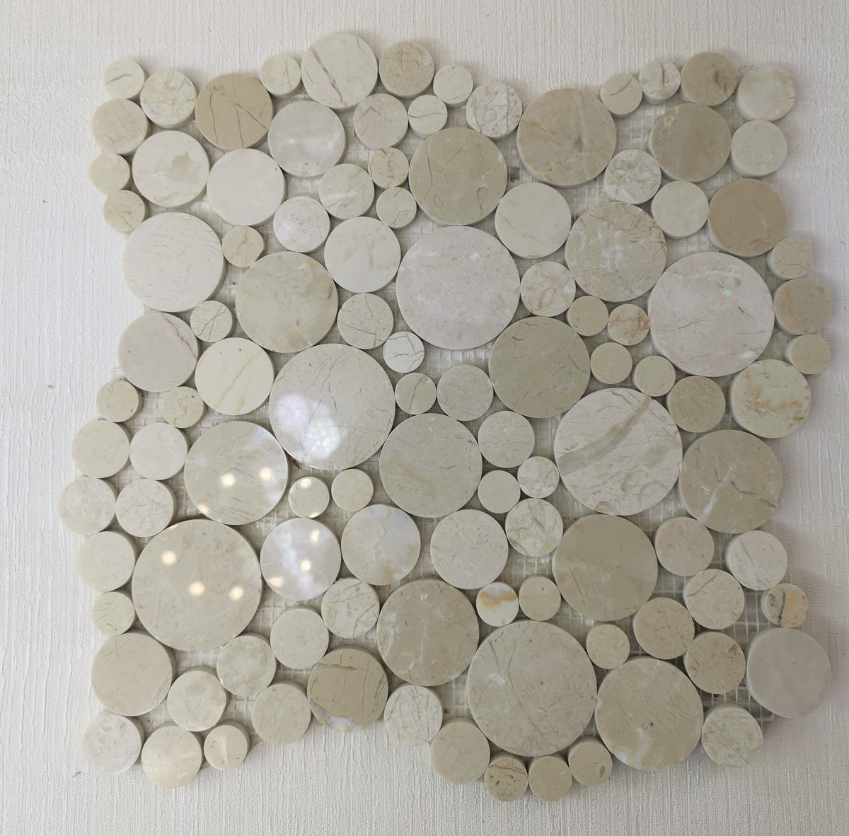 Beigescale Circular Ceramic Mosaic Tile-300 x 300 x 8 mm-11sheets-1m2