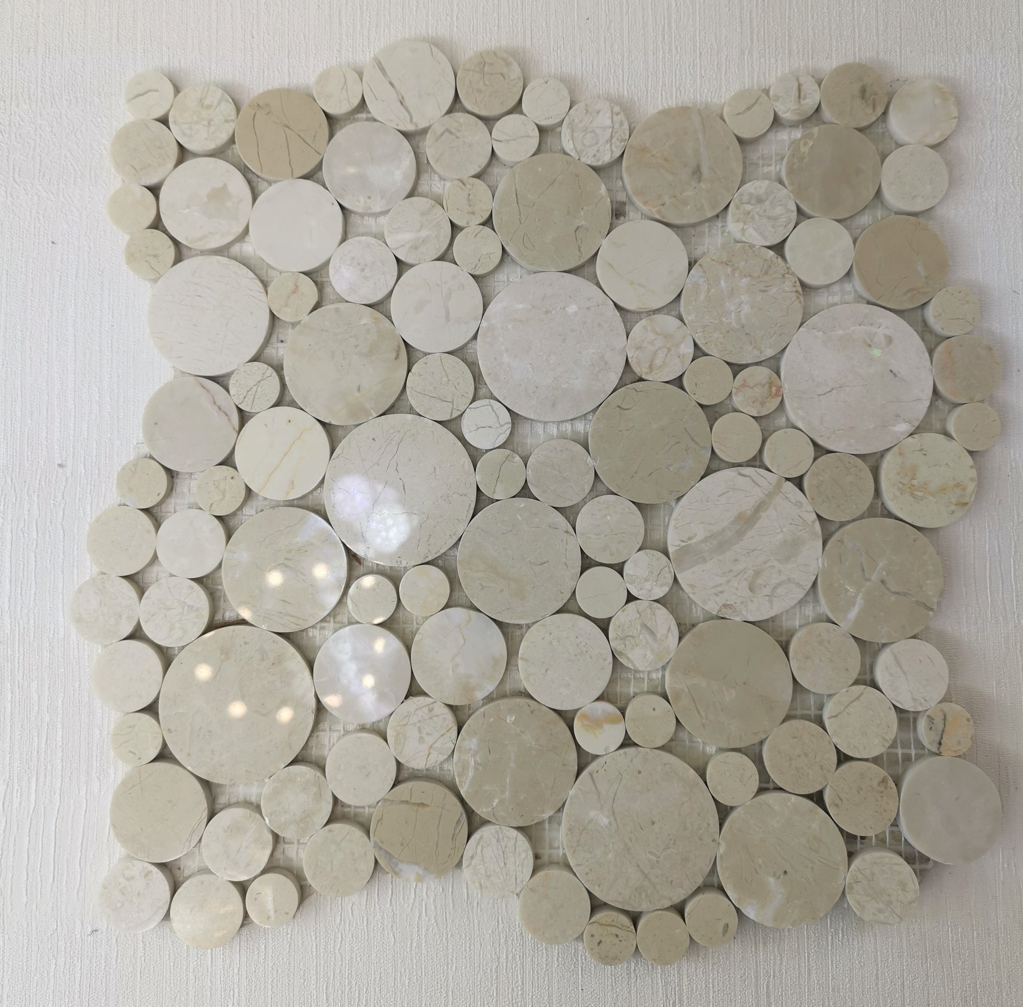 Beigescale Circular Ceramic Mosaic Tile-300 x 300 x 8 mm-11sheets-1m2