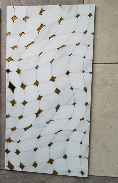 Gold & White Porcelain Decor Tile