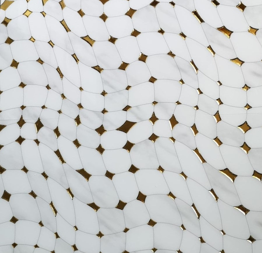 Gold & White Porcelain Decor Tile-300*600*8mm-8sheets-1m2-WJ723 & WJ724