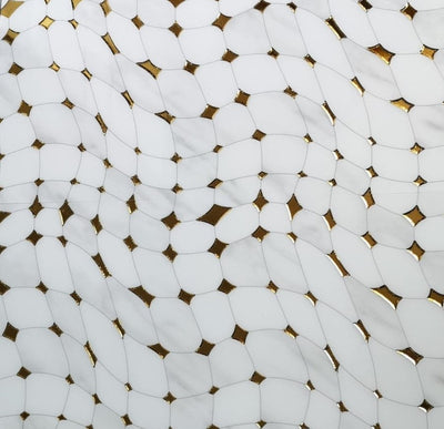 Gold & White Porcelain Decor Tile