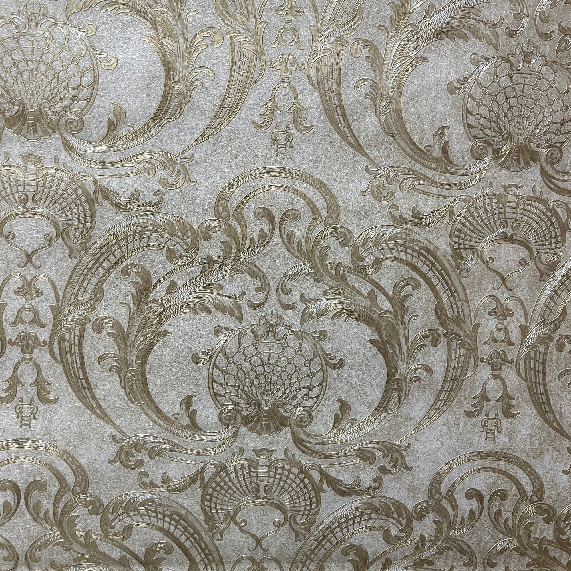 Cream & Gold Swirl Luxury Wallpapers-MC11003-15mtr Length and 1mtr Width-Equal to Normal 3Rolls