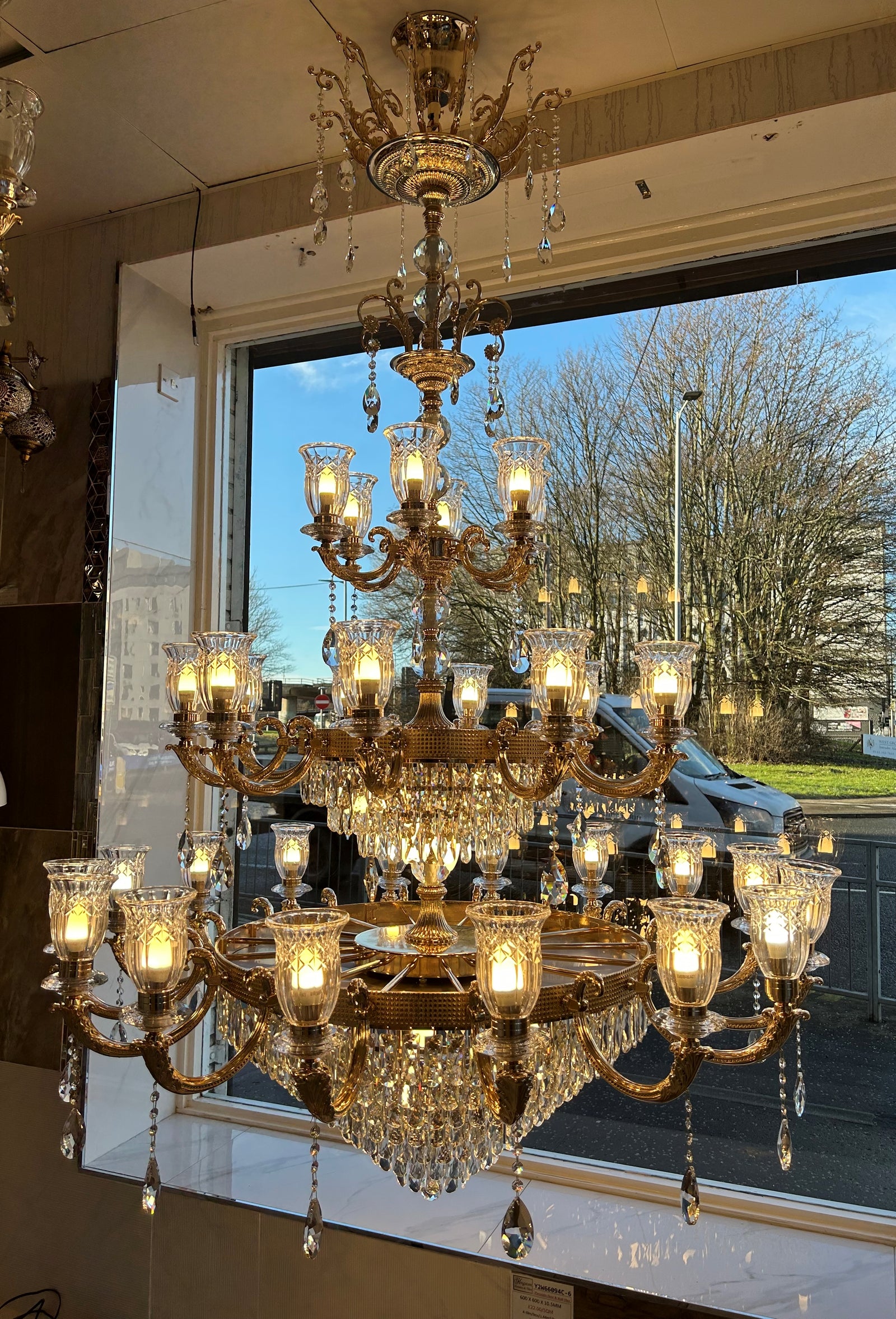Large Grand Traditional Crystal Chandelier Gold with matching different size lights-Y8098-16+10+6