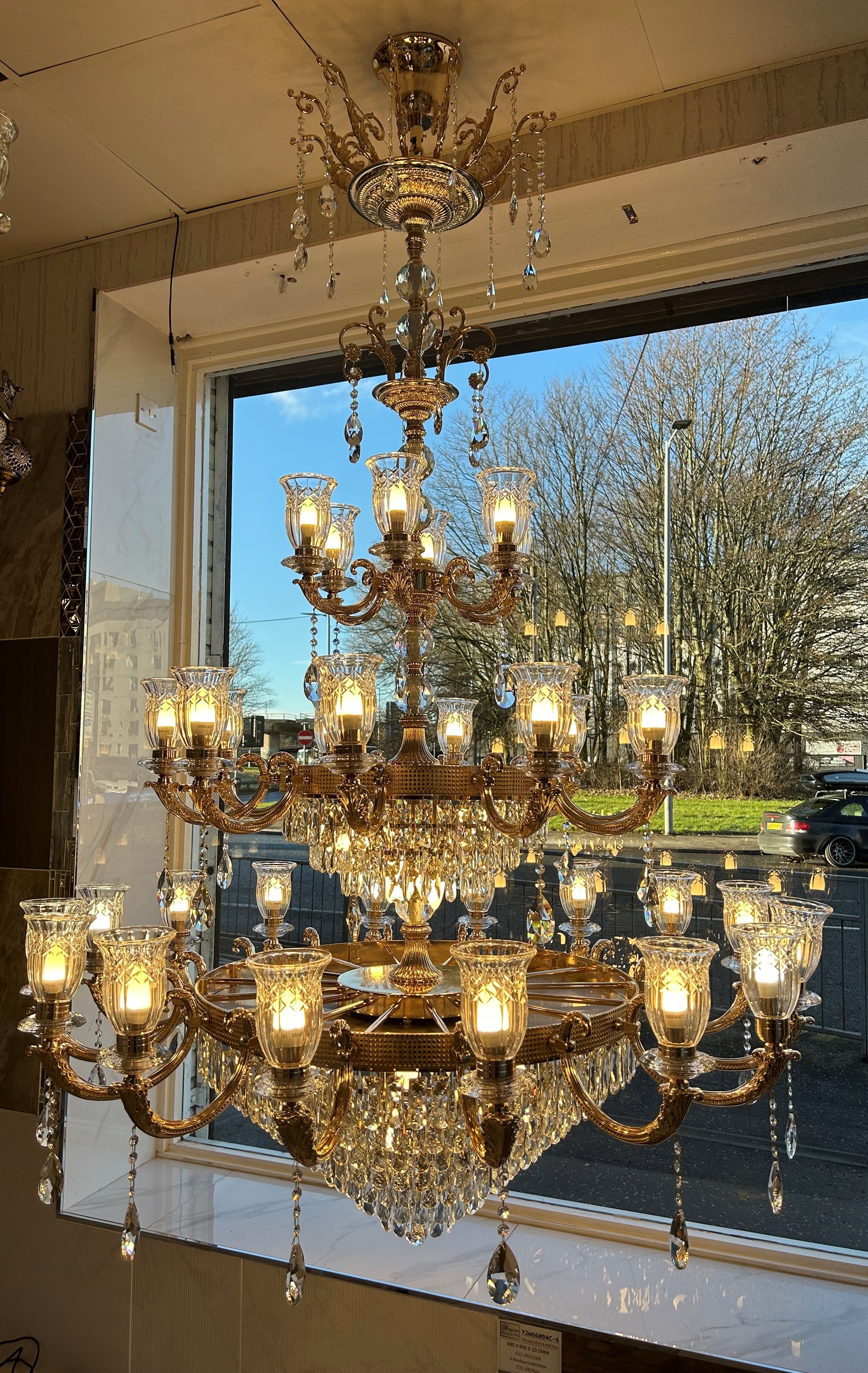 Large Grand Traditional Crystal Chandelier Gold with matching different size lights-Y8098-16+10+6