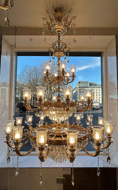 Large Grand Traditional Crystal Chandelier Gold with matching different size lights-Y8098-16+10+6