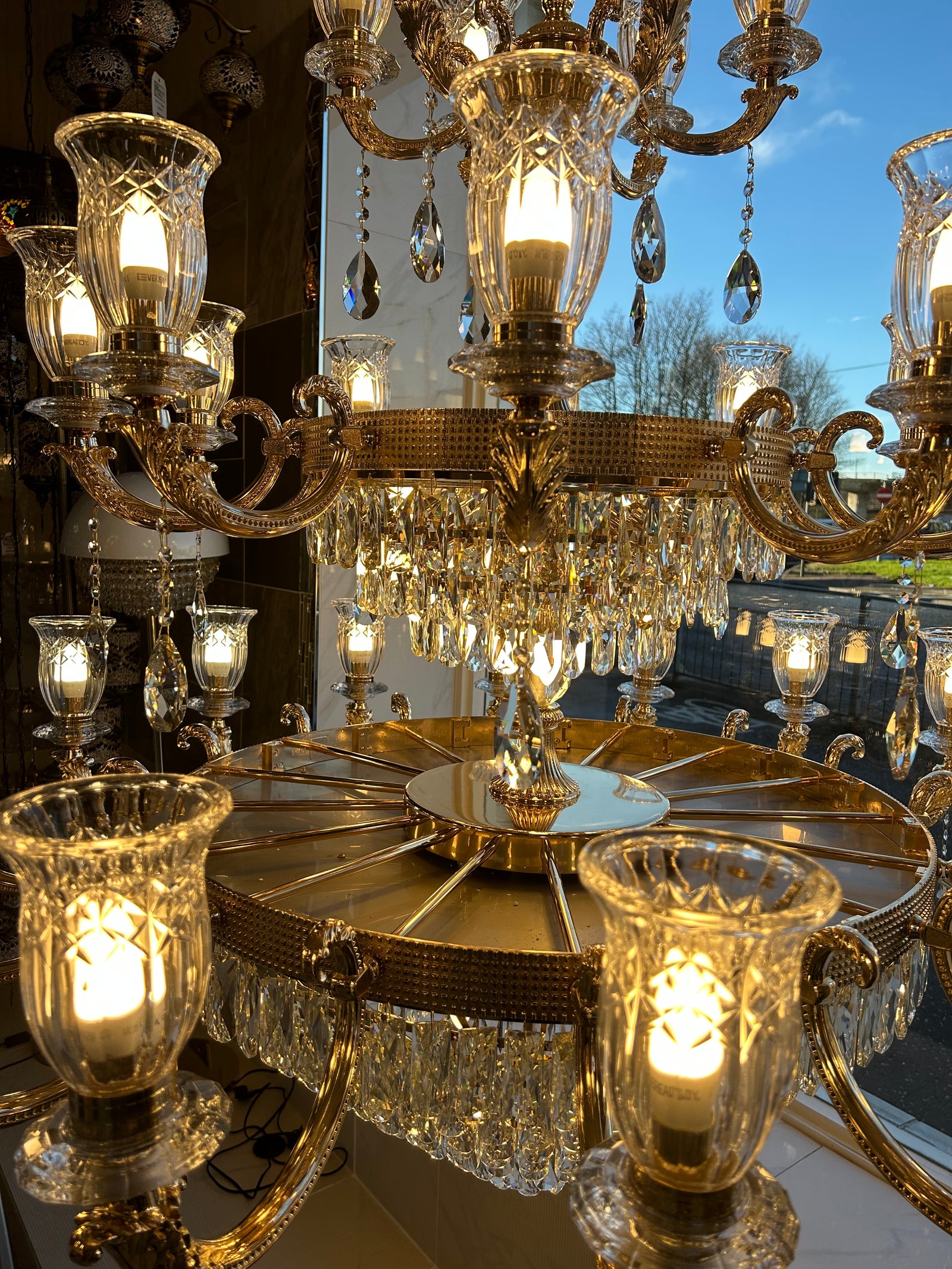 Large Grand Traditional Crystal Chandelier Gold with matching different size lights-Y8098-16+10+6