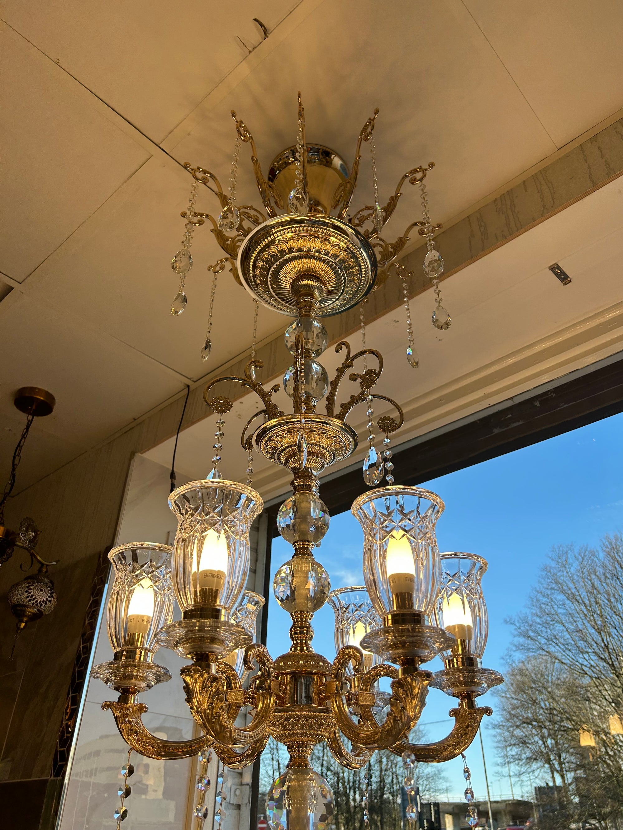 Large Grand Traditional Crystal Chandelier Gold with matching different size lights-Y8098-16+10+6