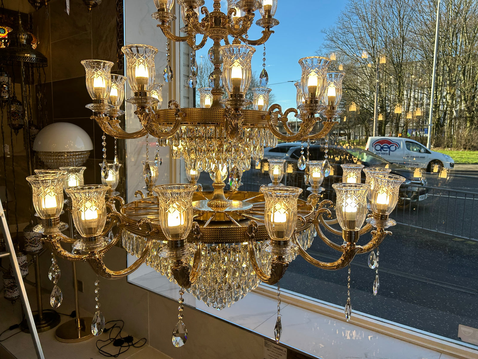 Large Grand Traditional Crystal Chandelier Gold with matching different size lights-Y8098-16+10+6