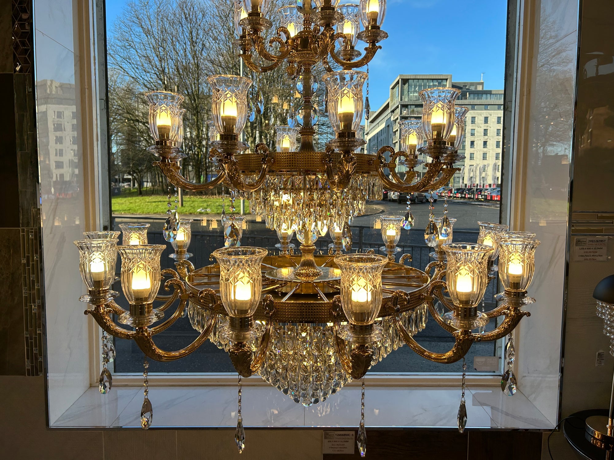 Large Grand Traditional Crystal Chandelier Gold with matching different size lights-Y8098-16+10+6