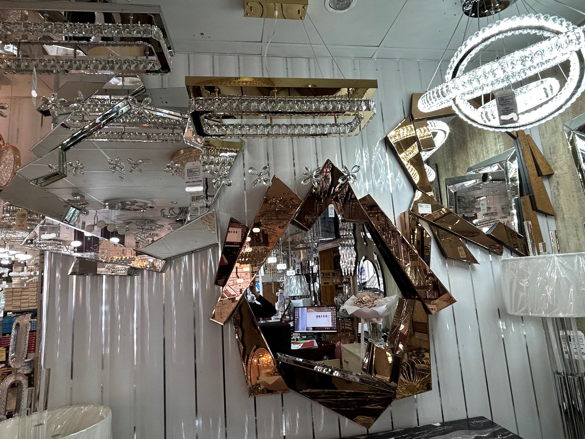 Luxury Gorgeous Rosegold and Silver Modern Designer Mirror for Home Decor| Decorative Mirror with Different Sizes -110*110cm & 100*100cm
