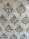 Cream with gold and blue beige damask pattern Luxury Wallpapers -15mtr Length and 1mtr Width-Equal to Normal 3Rolls-BU11501 & 506