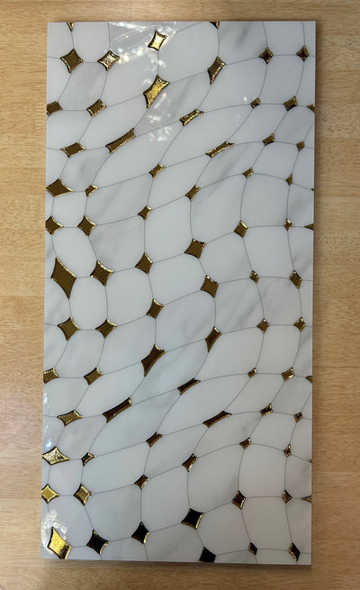 Gold & White Porcelain Decor Tile